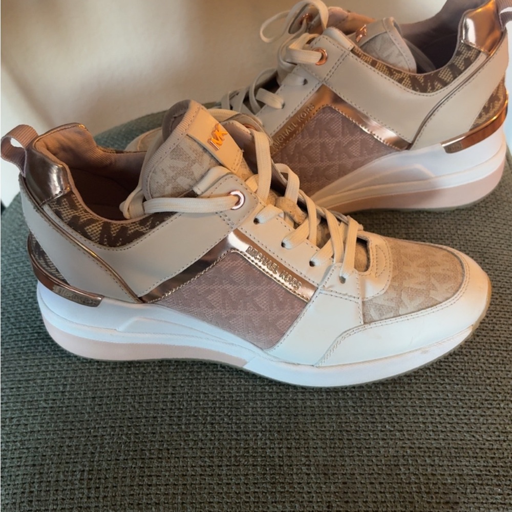 Michael Kors Women's White and Gold Sneakers